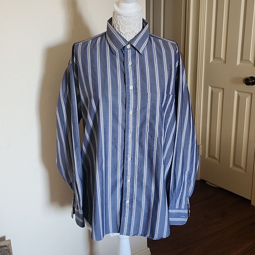 Vintage Burberry Button Down Dress Shirt Size Large (With Flaw At Hemline)